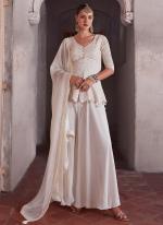 Georgette Off White Party Wear Embroidery Work Readymade Indo Western